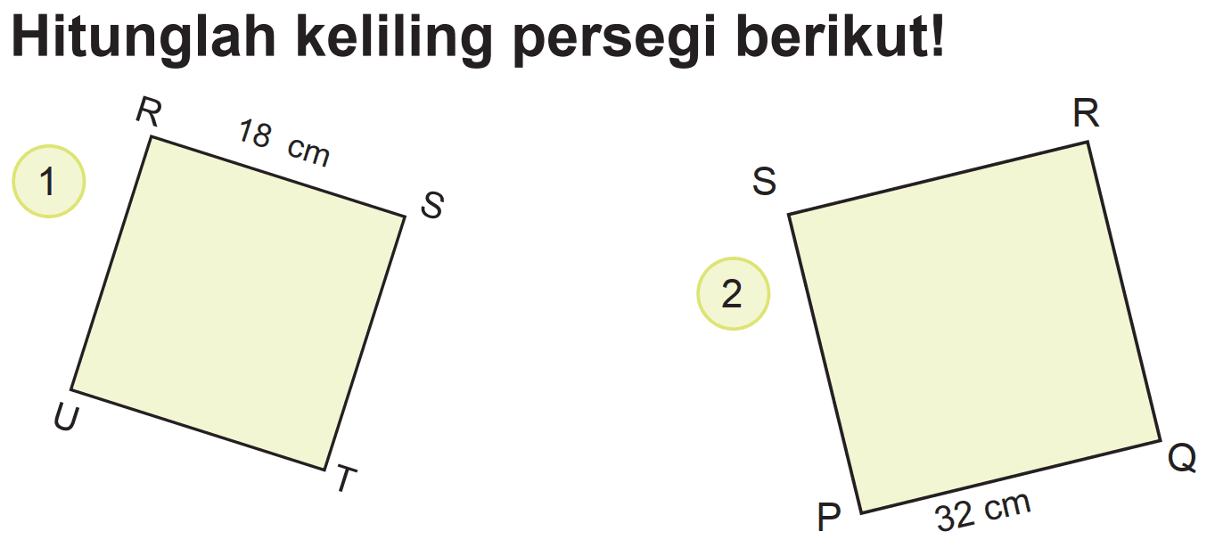 Hitunglah keliling persegi berikut!