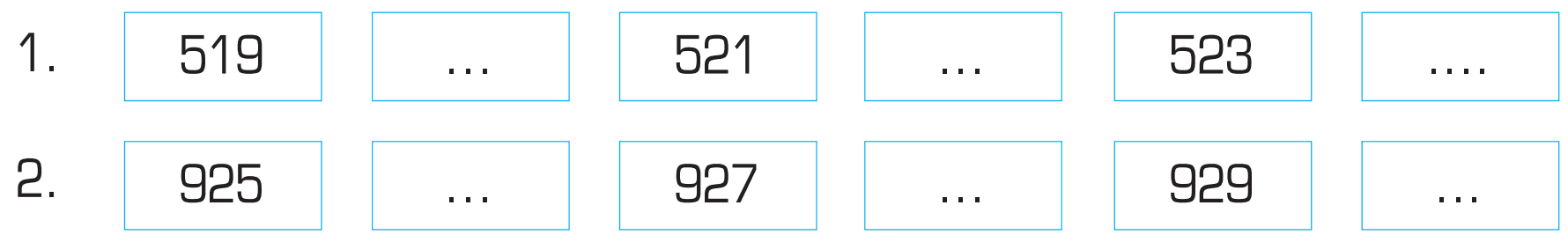 1. 519 ... 521 : .. 523 ....
 2. 925 ... 927 ... 929 ...