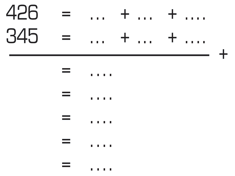 426 = ... + ... + ....
345 = ... + ... + .... +