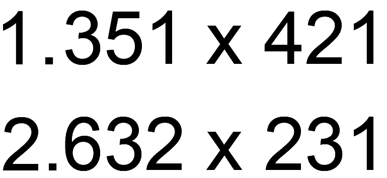 1.351 x 421 
2.632 x 231