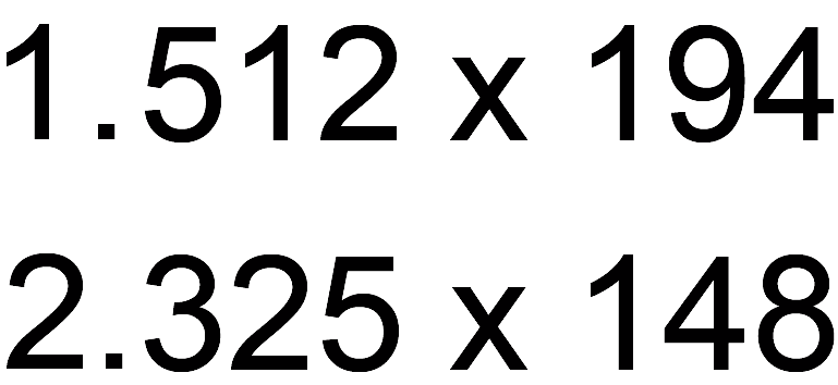 1.512 x 194 
2.325 x 148