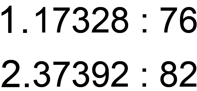 1. 17328 : 76
2. 37392 : 82