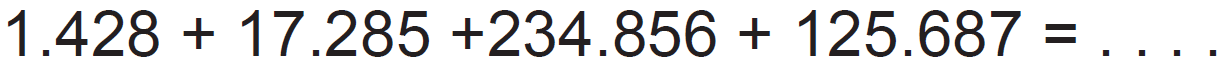 1.428+17.285+234.856+125.687=...