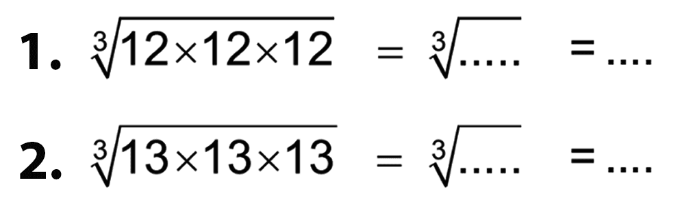 812x12x12 1. 313x13x13 2. 3