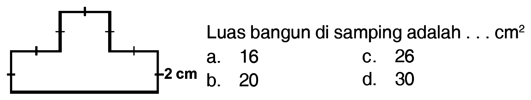 Luas bangun di samping adalah Cm^2 2 cm