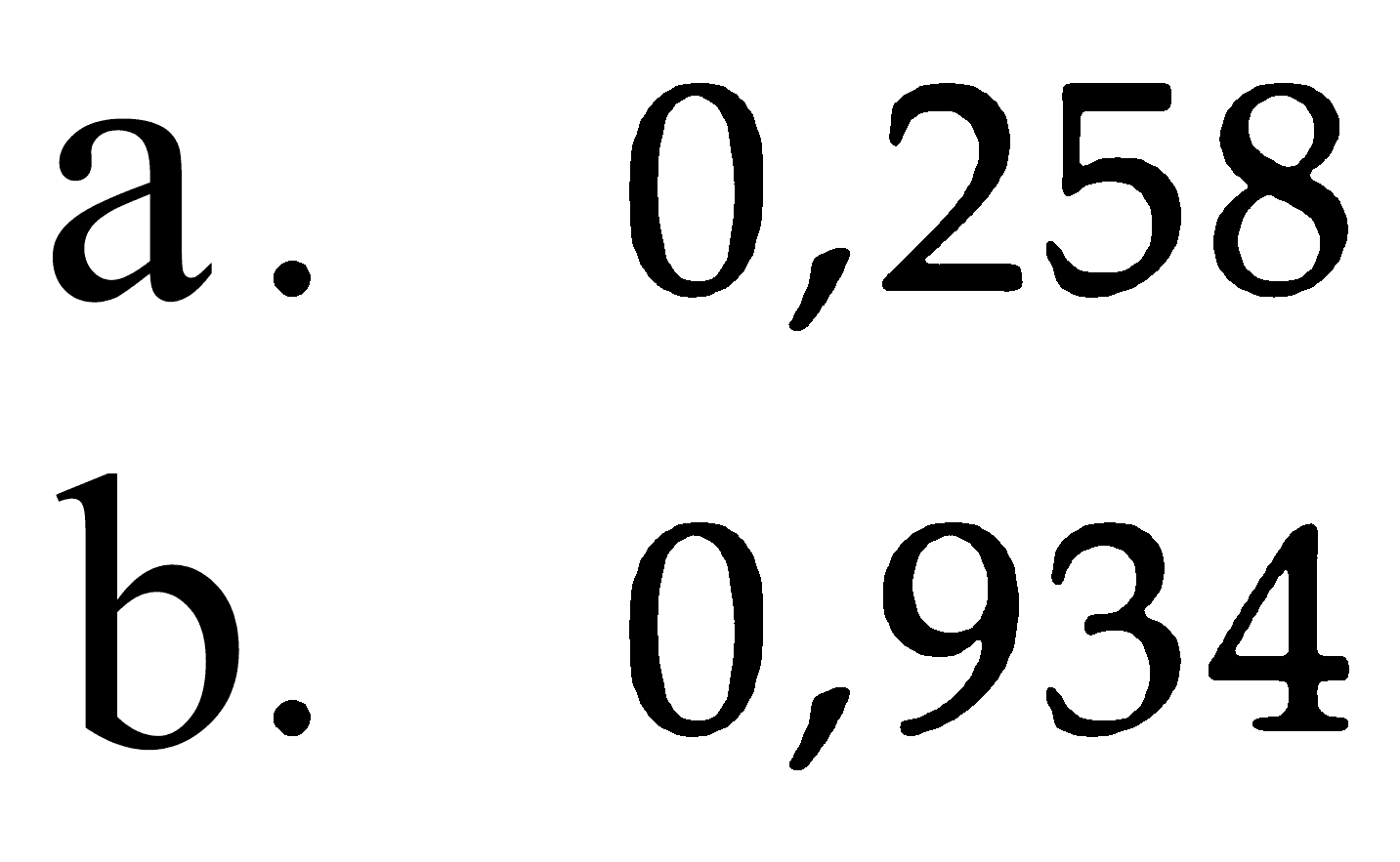 a. 0,258
b. 0,934