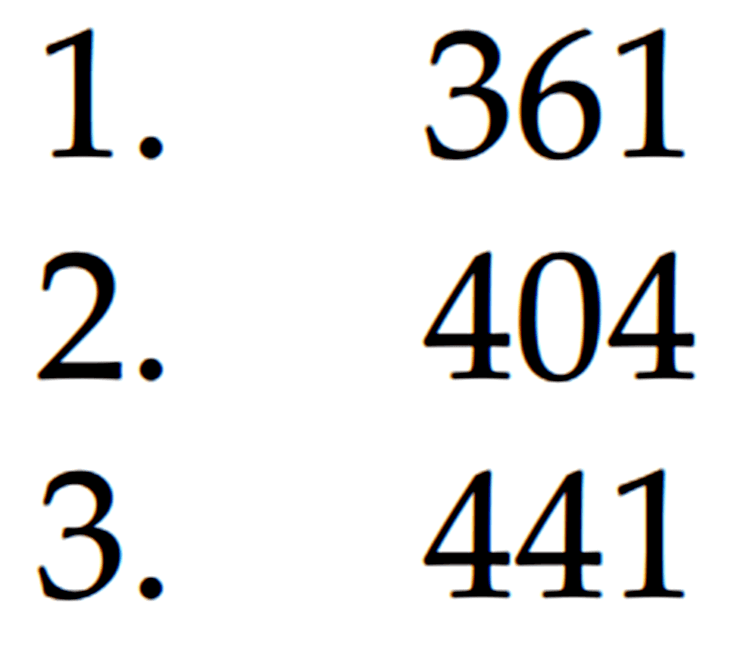 1. 361
 2. 404
 3. 441