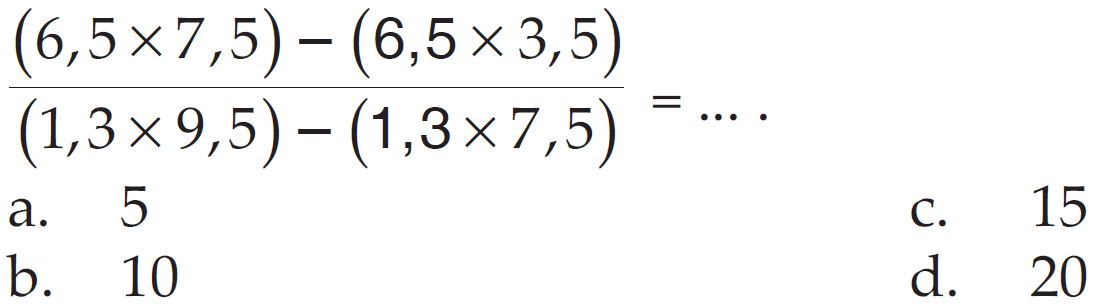 ((6,5x7,5) - (6,5x 3,5))/ ((1,3x 9,5) - (1,3x7,5))