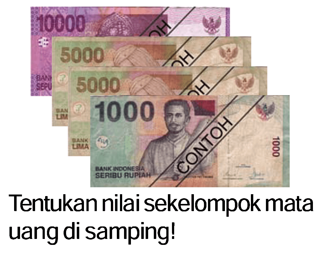 10000 5000 5000 1000 Tentukan nilai sekelompok mata uang di samping!