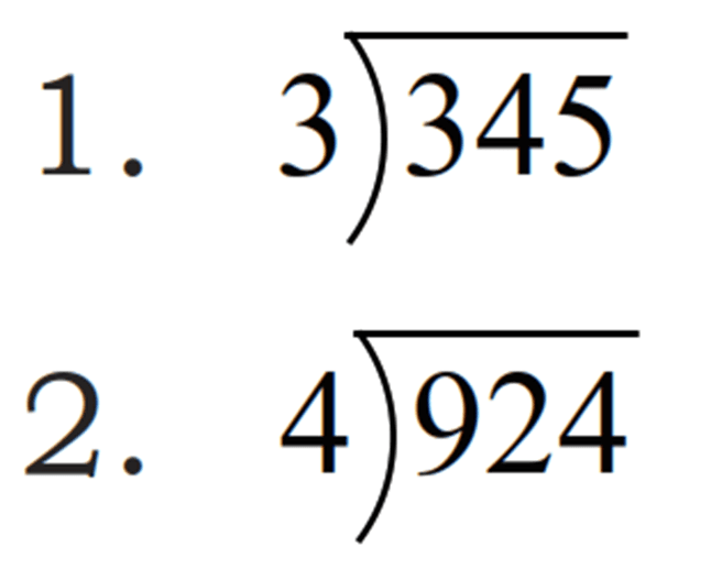 1. 345 : 3 
2. 924 : 4