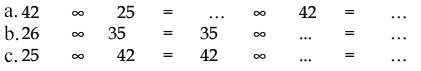 a.42 x 25 = ... x 42 = ... b.26 x 35 = ... x 35 = ... c. 25x 42 = 42 x .... = ....