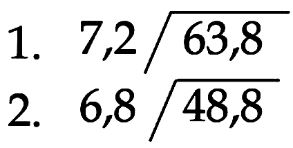 1. 7,2 akar(63,8)
 2. 6,8 akar(48,8)