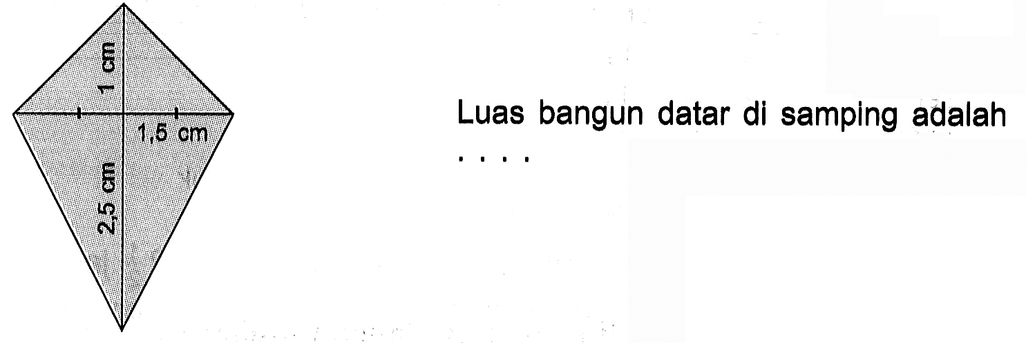 1 cm 1,5 cm 2,5 cm Luas bangun datar di samping adalah ....