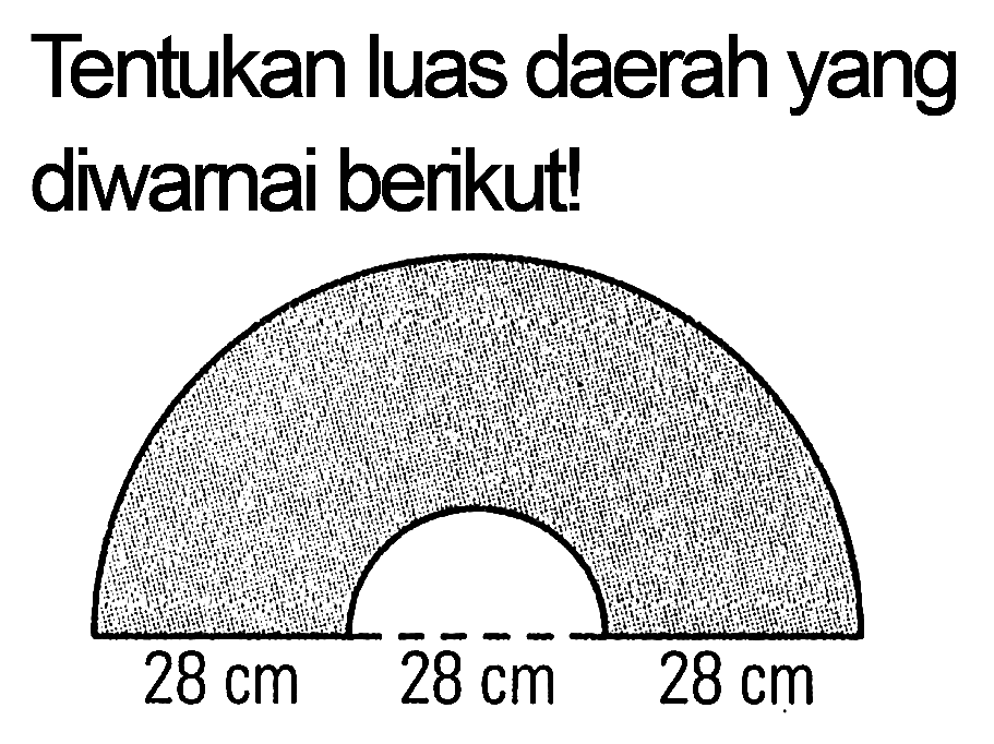 Tentukan luas daerah yang diwamai berikut! 28 cm 28 cm 28 cm