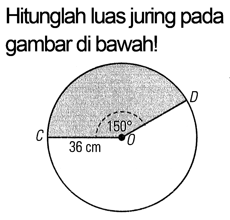 Hitunglah luas juring pada gambar di bawah!