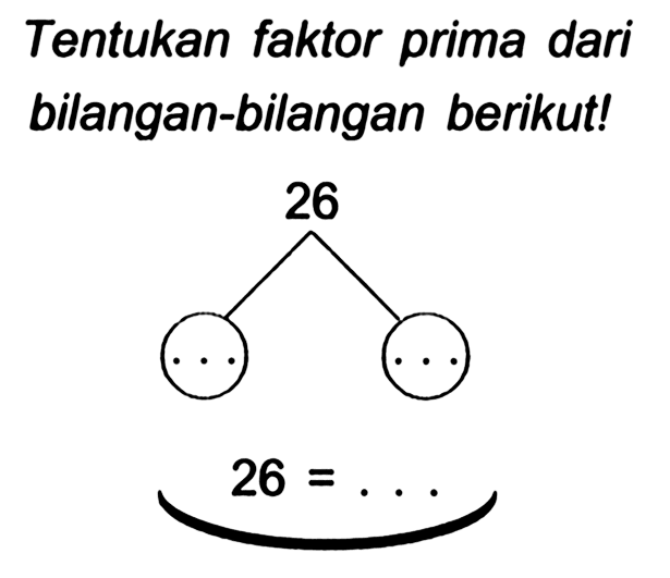 Tentukan faktor prima dari bilangan-bilangan berikut!
c1ccc(-c2ccccc2)cc1

26=...
