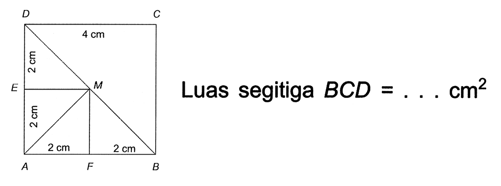 Luas segitiga  B C D=... cm^(2)