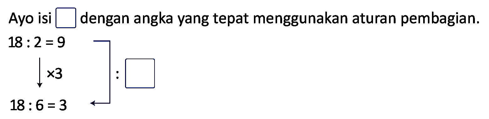 Ayo isi  square  dengan angka yang tepat menggunakan aturan pembagian.