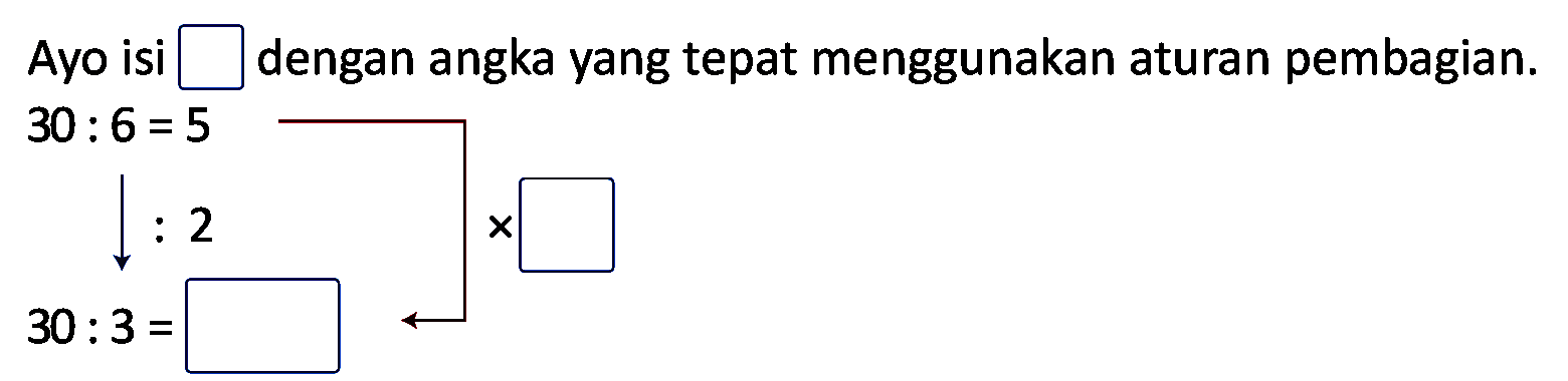 Ayo isi  square  dengan angka yang tepat menggunakan aturan pembagian.