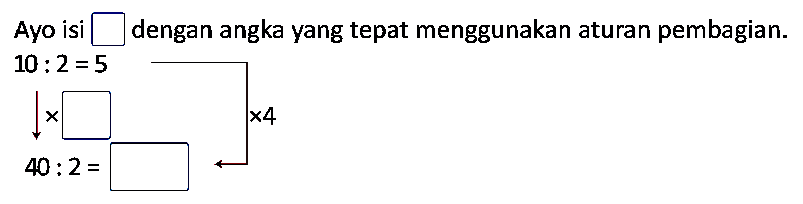 Ayo isi  square  dengan angka yang tepat menggunakan aturan pembagian.