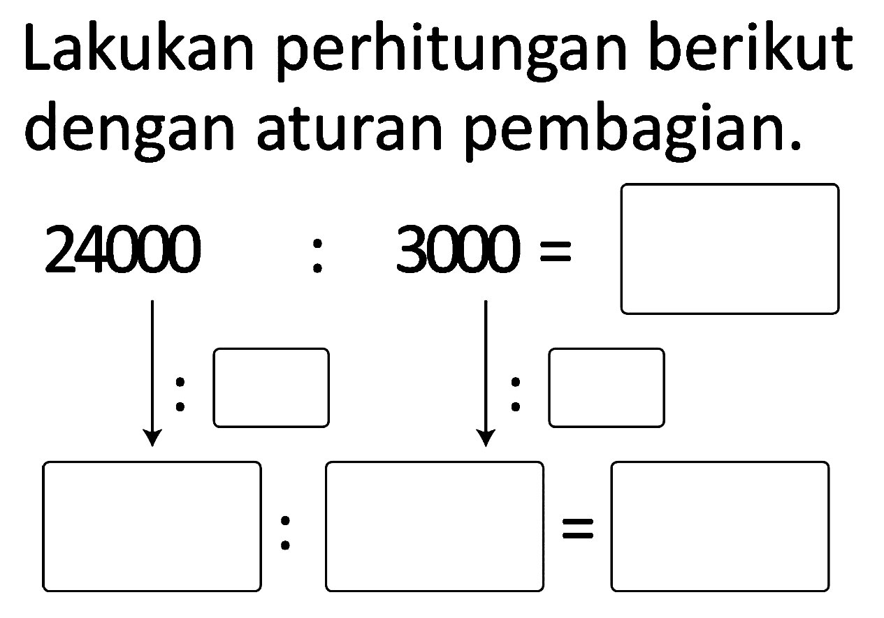 Lakukan perhitungan berikut dengan aturan pembagian.