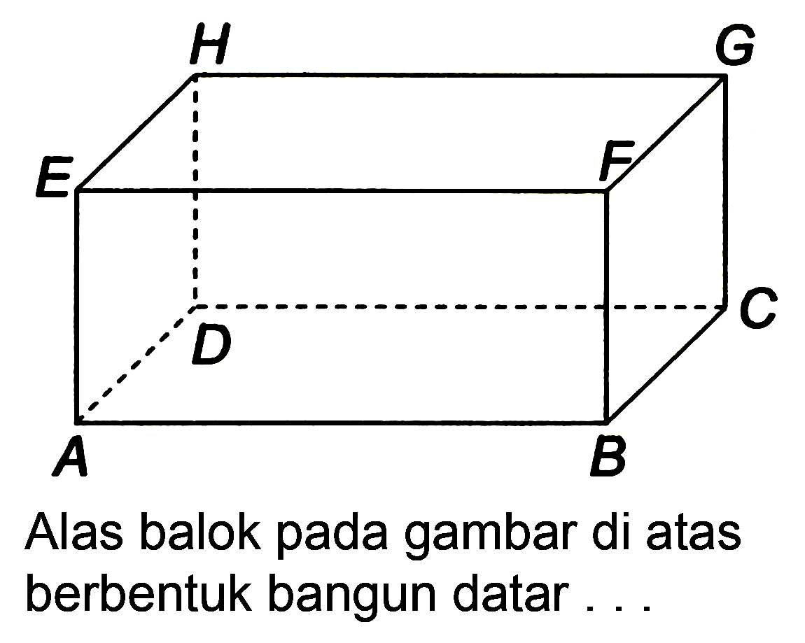 A B C D E F G H 
Alas balok pada gambar di atas berbentuk bangun datar...