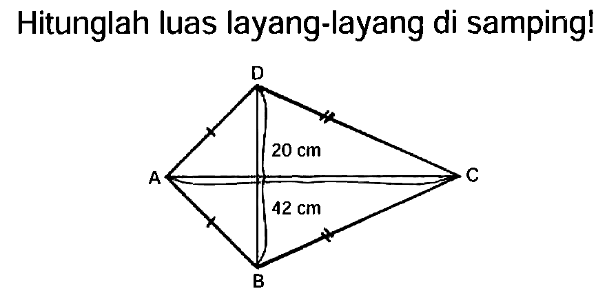 Hitunglah luas layang-layang di samping!