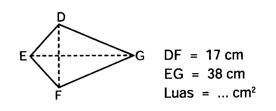  DF=17 cm 
 EG=38 cm 
Luas  =... cm^(2) 