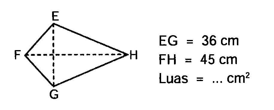  EG=36 cm 
 FH=45 cm 
Luas  =... cm^(2) 