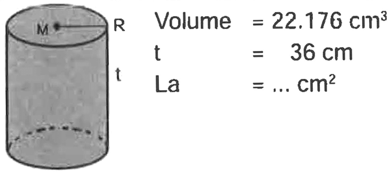 begin{aligned) m  { Volume ) =22.176 cm^(3)  t =36 cm   La end{aligned)