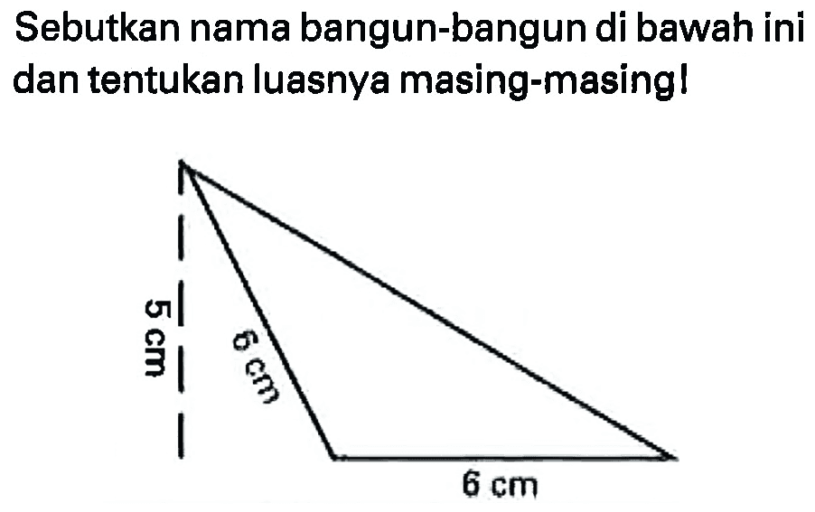 Sebutkan nama bangun-bangun di bawah ini dan tentukan luasnya masing-masing!