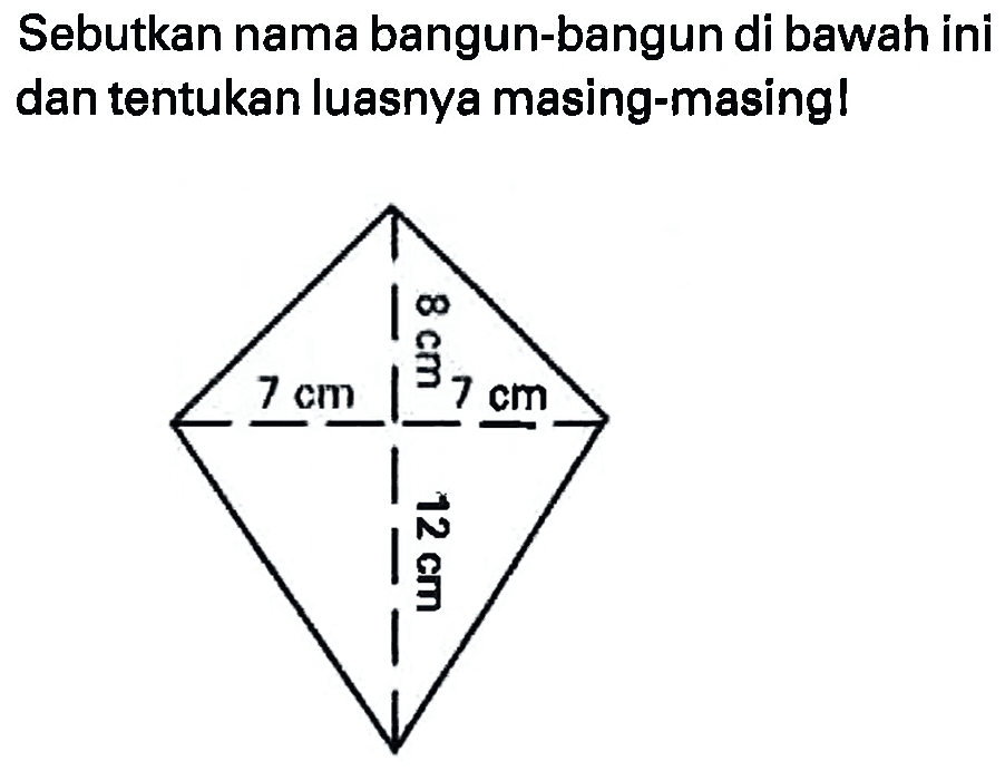 Sebutkan nama bangun-bangun di bawah ini dan tentukan luasnya masing-masingl