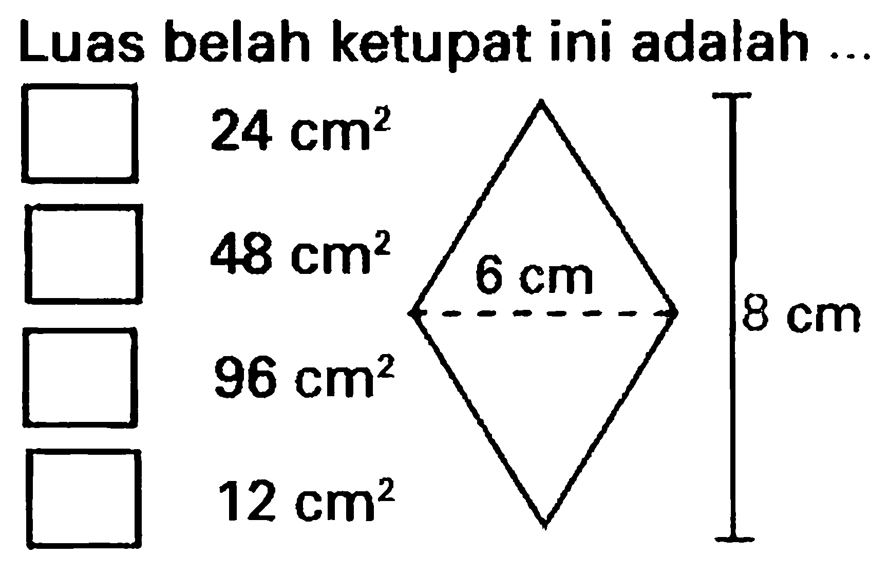 Luas belah ketupat ini adalah ...