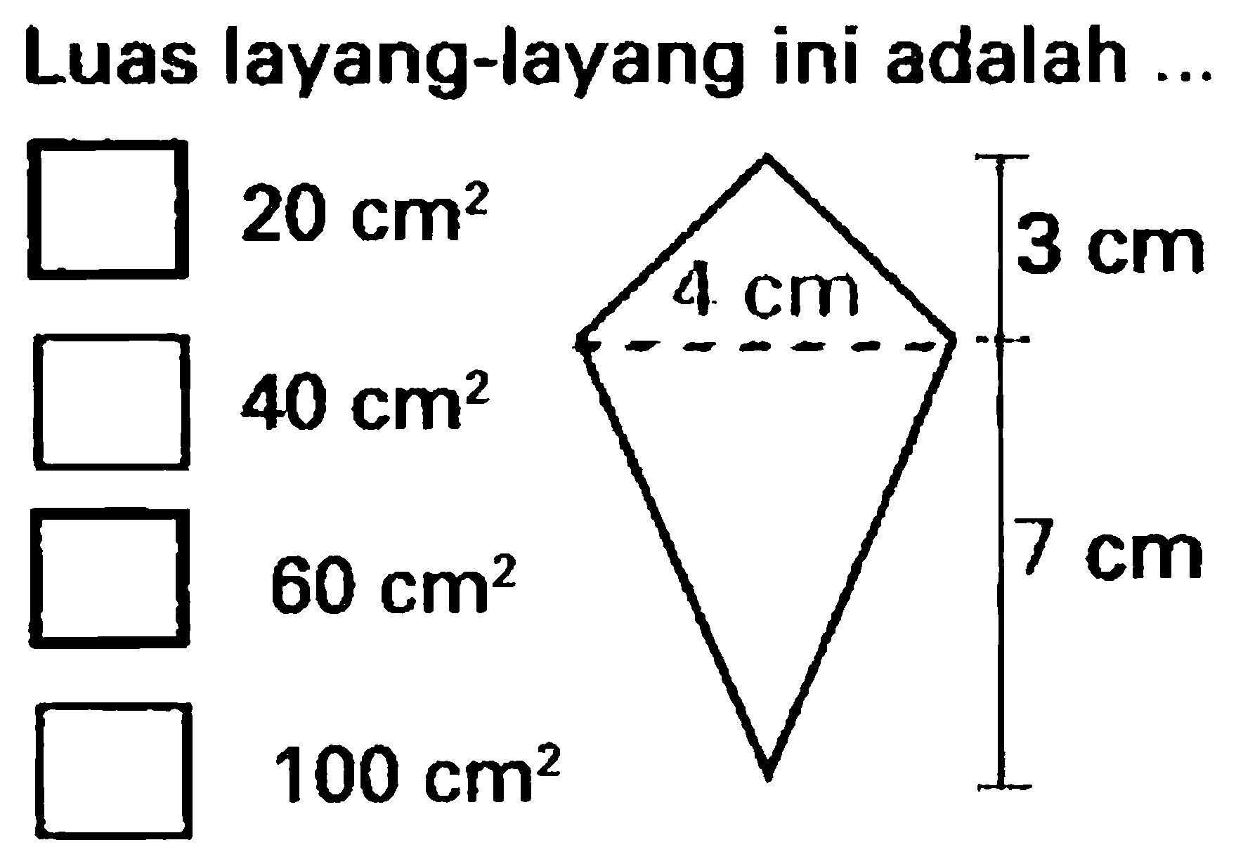 Luas layang-layang ini adalah ...