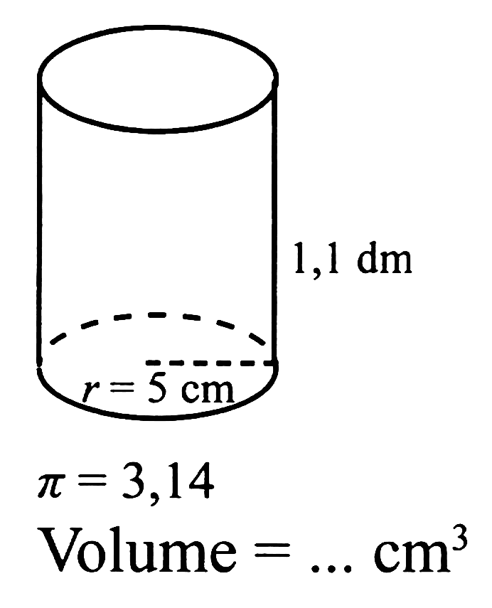 pi=3,14  Volume  =... cm^3