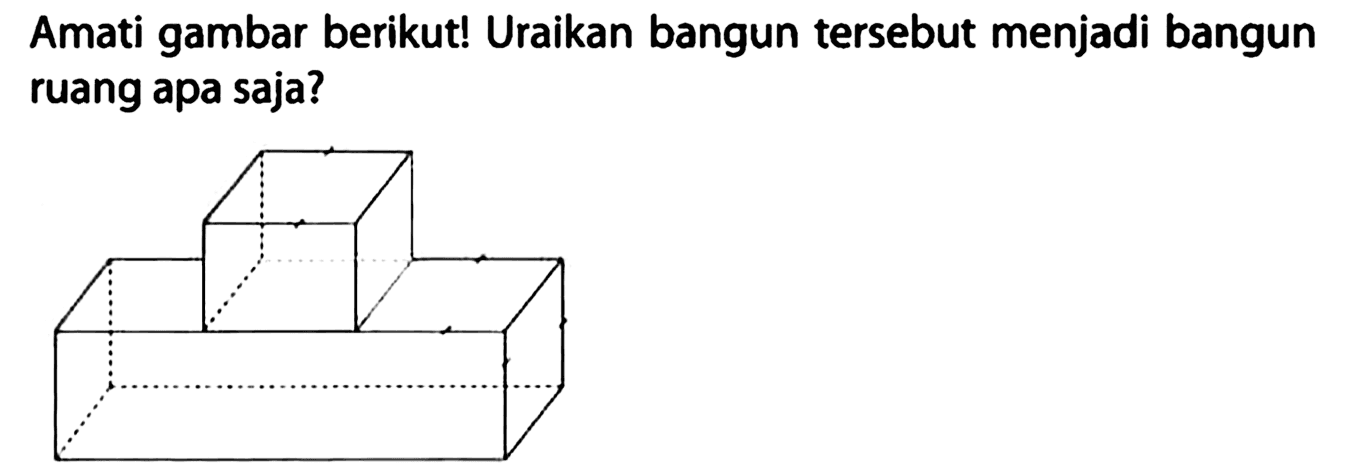 Amati gambar berikut! Uraikan bangun tersebut menjadi bangun ruang apa saja?