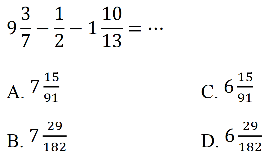 9 3/7 - 1/2 - 1 10/13=....