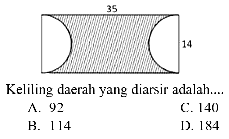 35 14 Keliling daerah yang diarsir adalah....