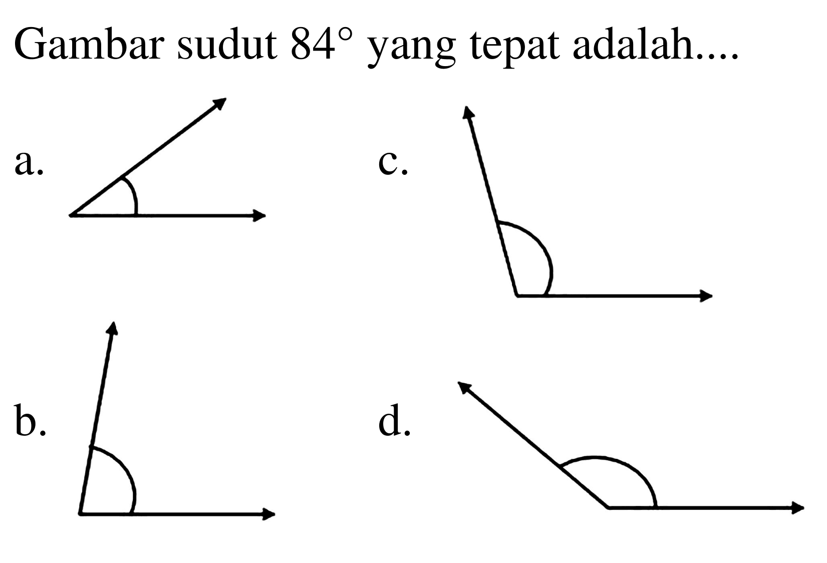 Gambar sudut 84 yang tepat adalah....