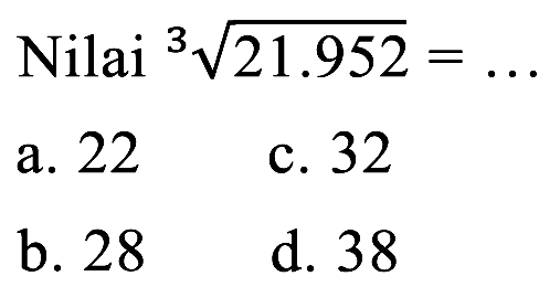 Nilai 21.952^(1/3) = ...