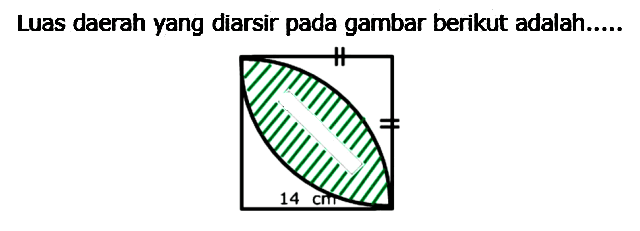 Luas daerah yang diarsir pada gambar berikut adalah.....