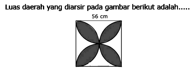 Luas daerah yang diarsir pada gambar berikut adalah.....