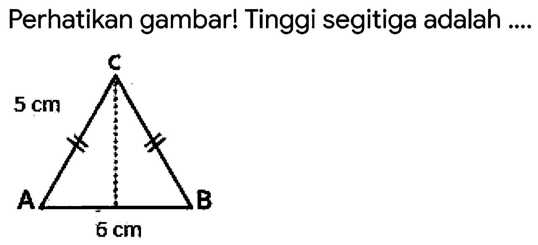 Perhatikan gambar! Tinggi segitiga adalah ....