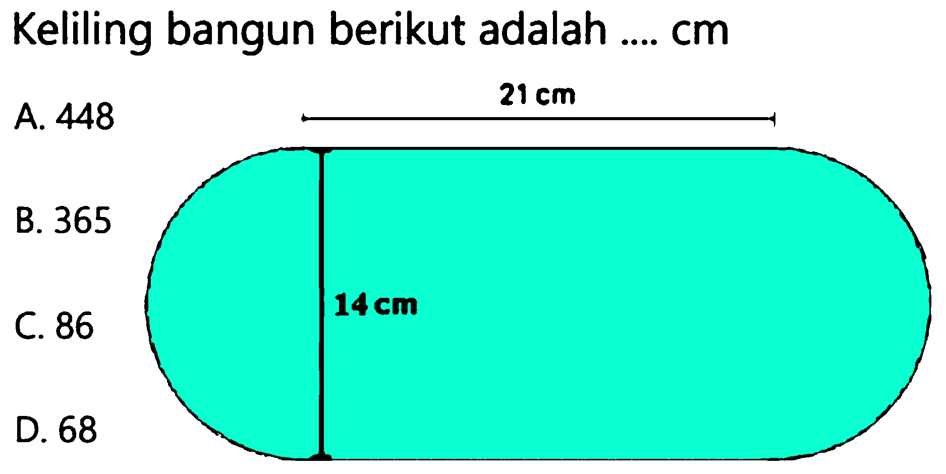 Keliling bangun berikut adalah ....  cm