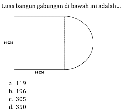 Luas bangun gabungan di bawah ini adalah... 14 CM 14 CM 