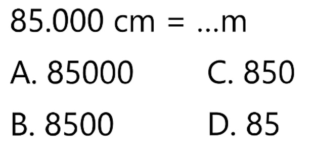 85.000 cm = ... m