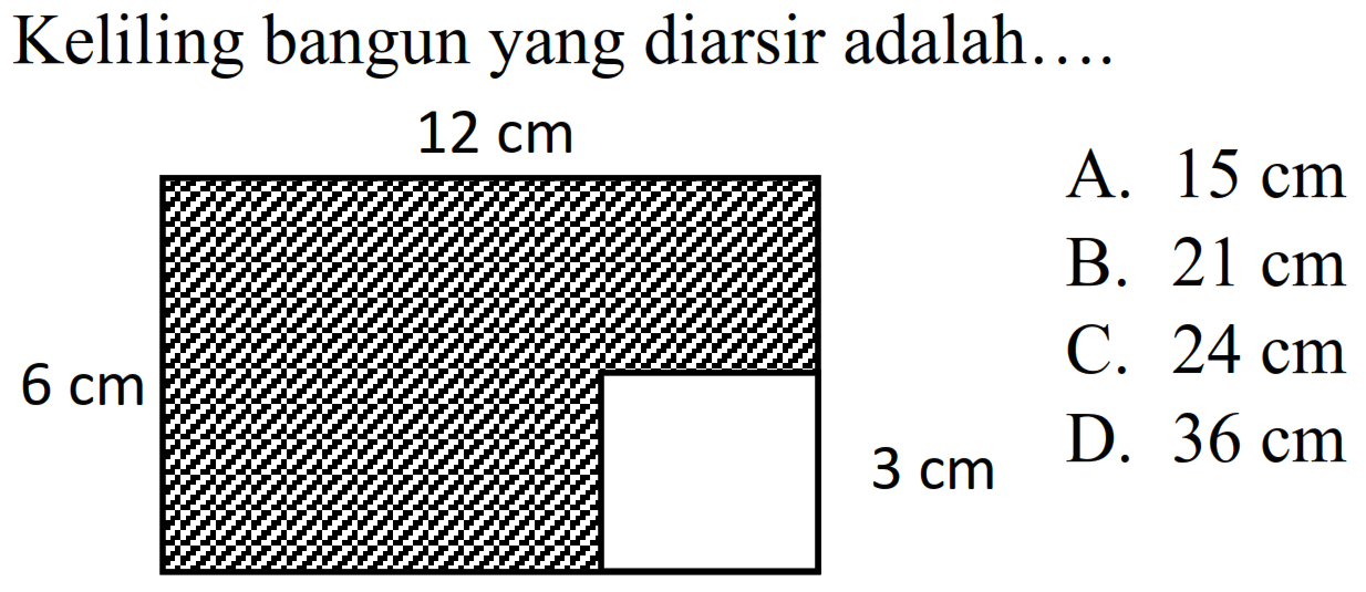 Keliling bangun yang diarsir adalah....