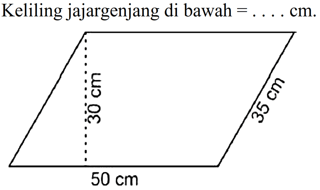 Keliling jajargenjang di bawah  =... . cm .