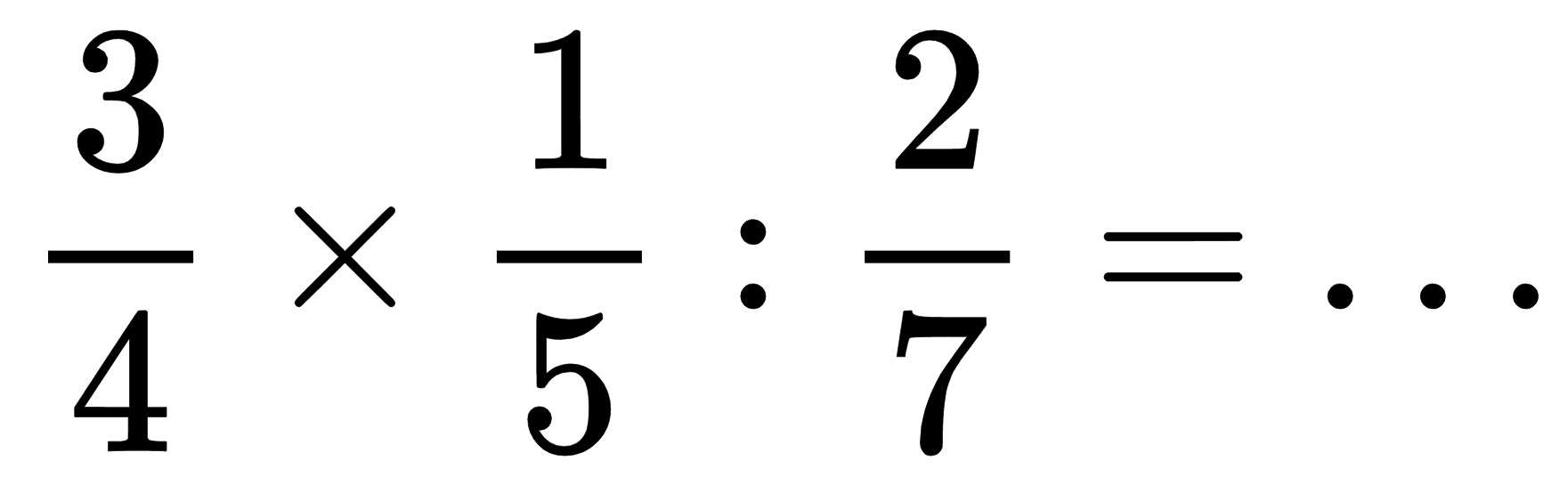(3)/(4) x (1)/(5): (2)/(7)=...