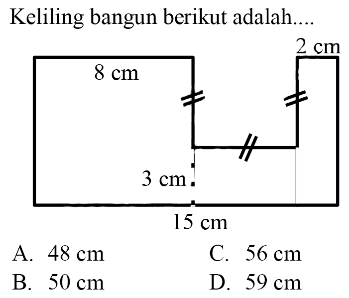 Keliling bangun berikut adalah....